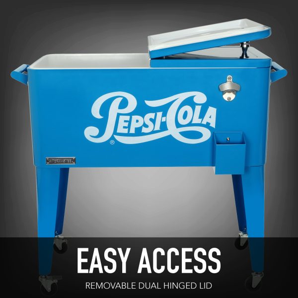 Permasteel 80 QT Pepsi Rolling Patio Cooler - Image 6