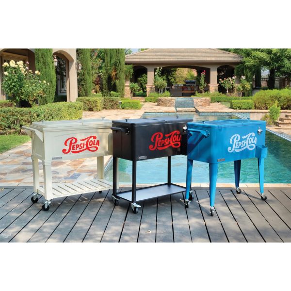 Permasteel 80 QT Pepsi Rolling Patio Cooler - Image 2