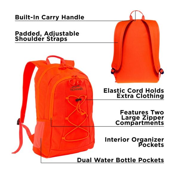 Terrain Tundra Camping Backpack/Daypack  Blaze Orange - Image 7
