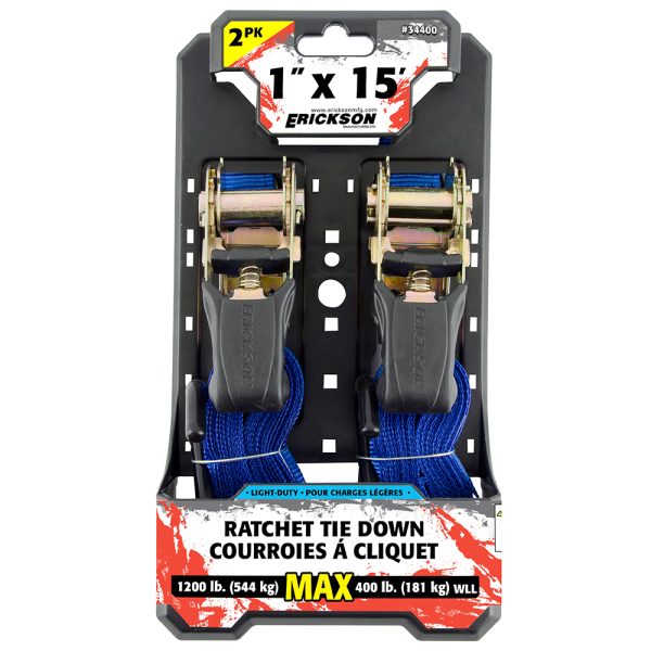 Soft Grip Ratcheting Tie-Downs - 15', 1200 lbs