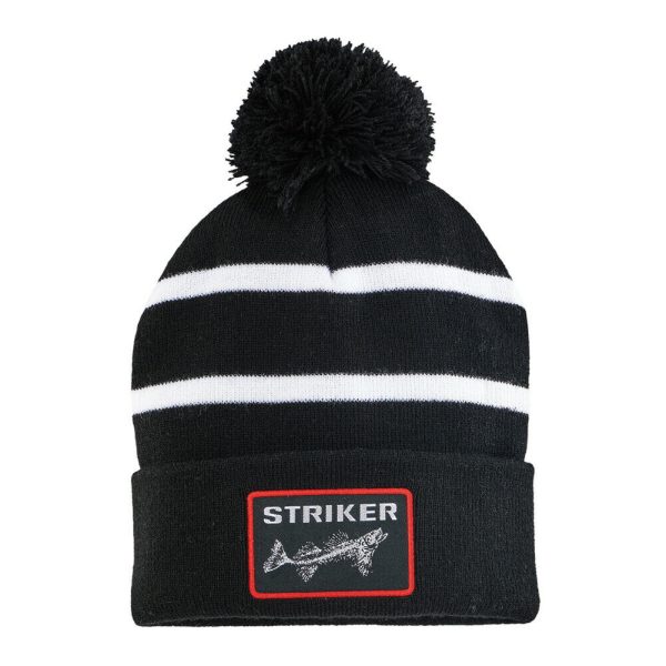 Striped Pom Hat - Black