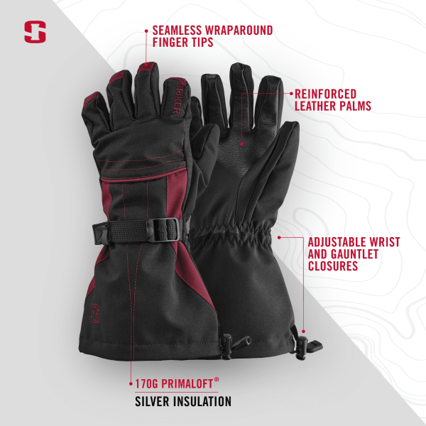 Woman's Stella Gloves - Black/Burgundy - Image 4