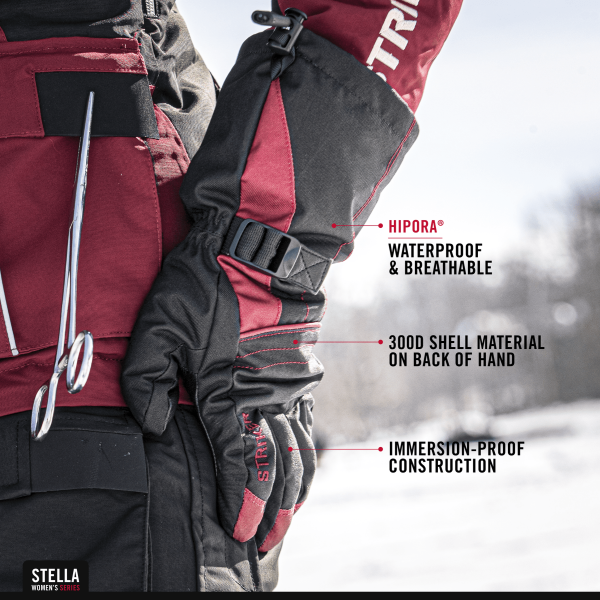 Woman's Stella Gloves - Black/Burgundy - Image 5