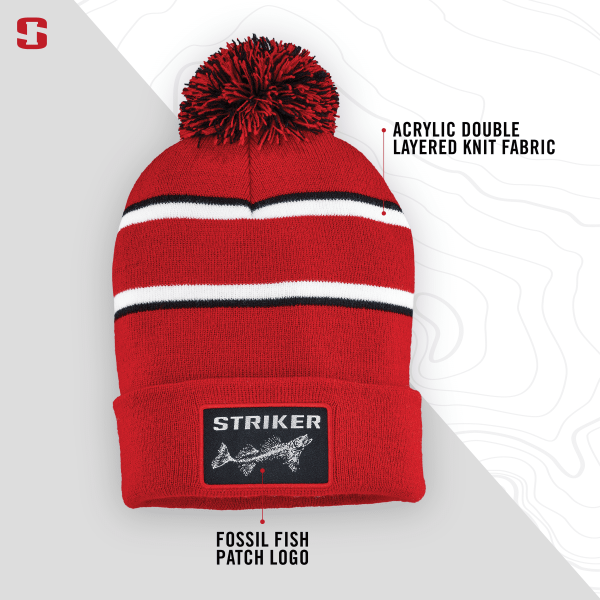 Striped Pom Hat - Red - Image 2