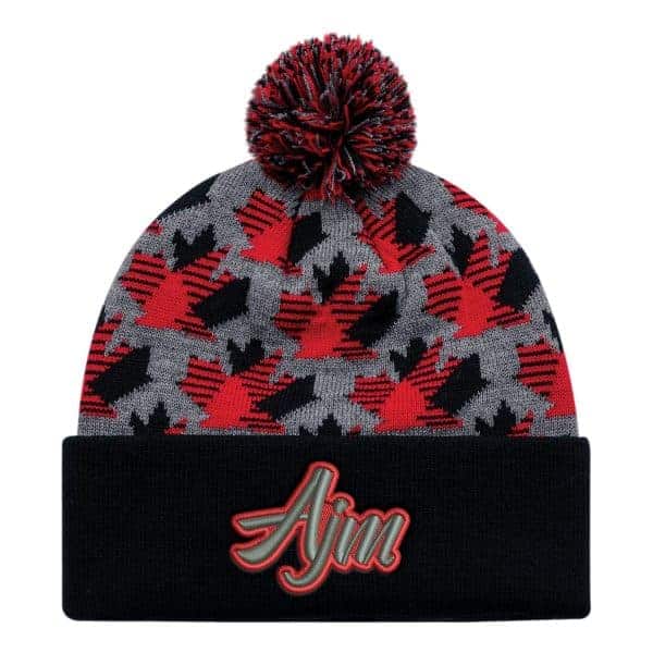 Cuff Toque Maple Leaf - Black/Slate/Red