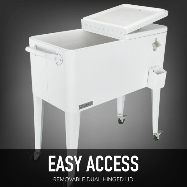 Rolling Patio Cooler - White, 80QT - Image 2