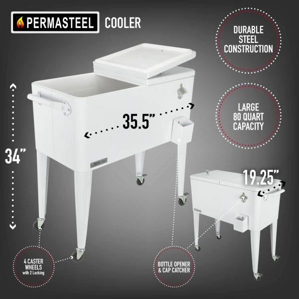 Rolling Patio Cooler - White, 80QT - Image 6
