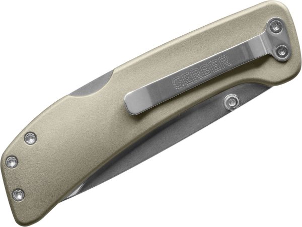 Gerber 39 Series Lockback Folding Knife - 3" Polished Blade, Gold Zinc Handles - Image 2