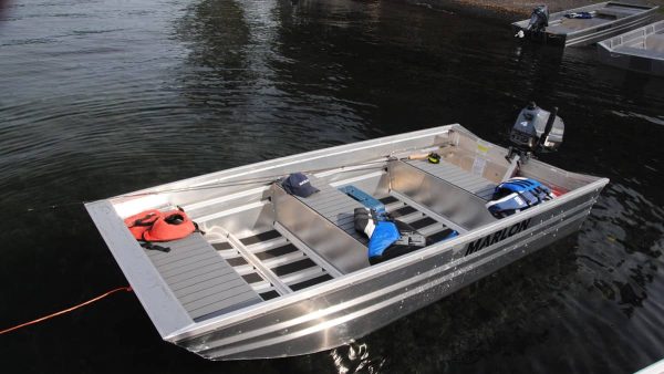 Action shot of the boat with fishing supplies