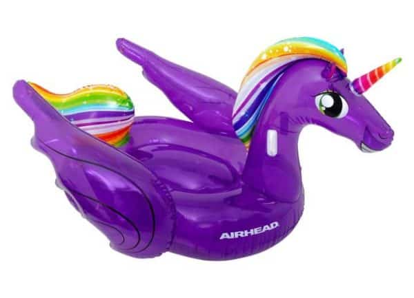 Right side of the unicorn float showing the wing and smile