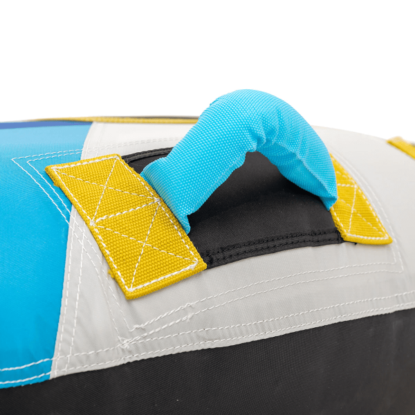 Close up of the blue handle on the Air Force Flyer