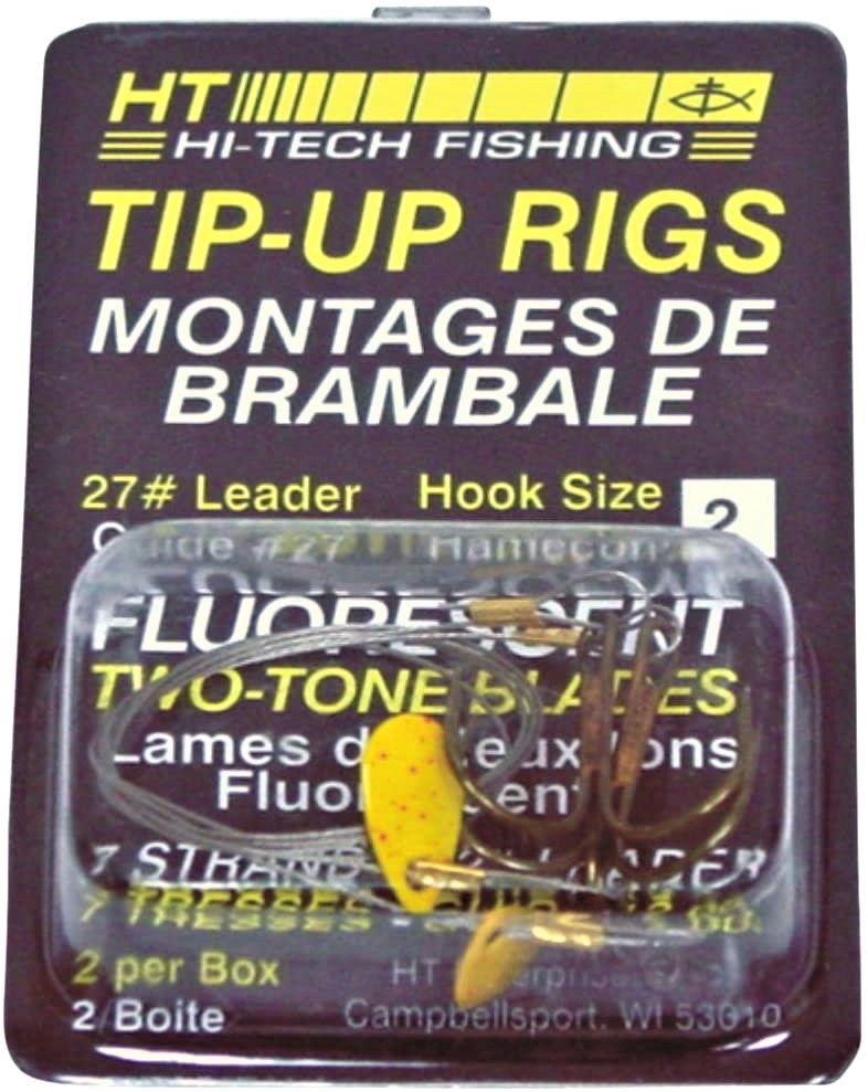 two pack of pike tip up rigs coiled up in a plastic packaging