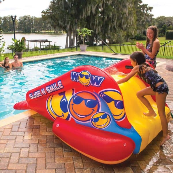 Slide N Smile Single Lane Pool Slide Back View of Step