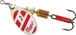 mepps aglia red white stripe size 2
