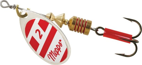 mepps aglia red white stripe size 2