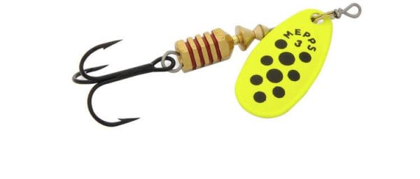 mepps comet chartreuse black dots