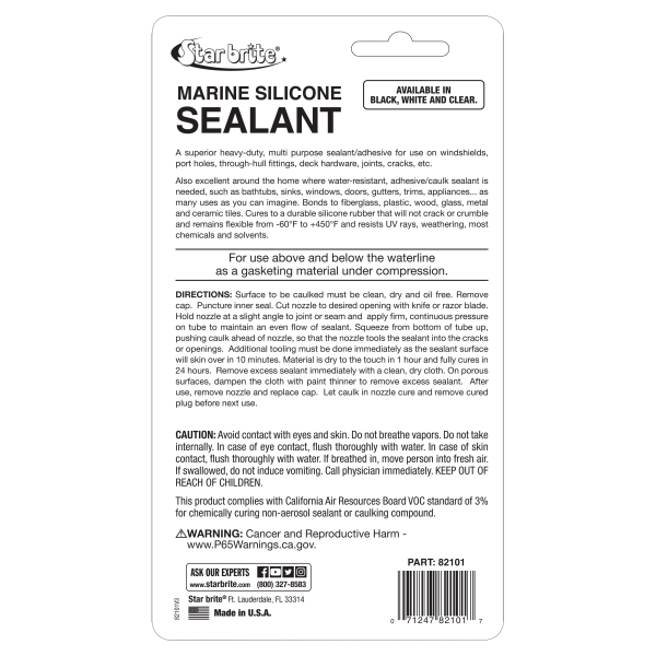 Marine Silicone Sealant Package Back