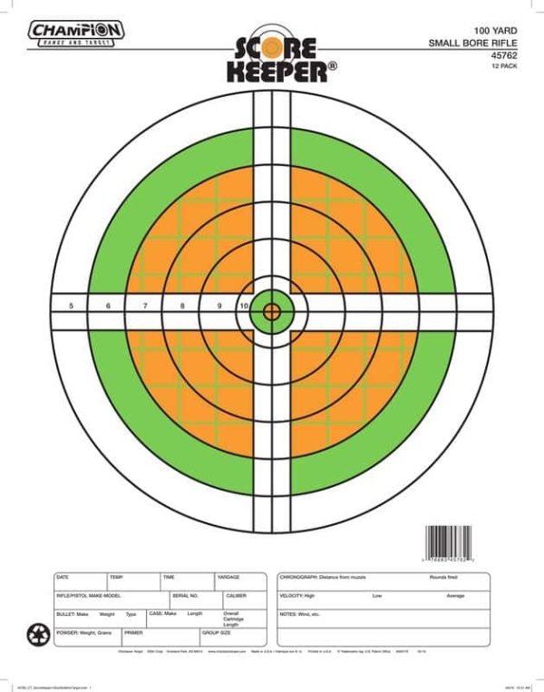 Score Keeper® Fluorescent Orange & Green Bull Targets - 100 Yd. Small Bore Rifle