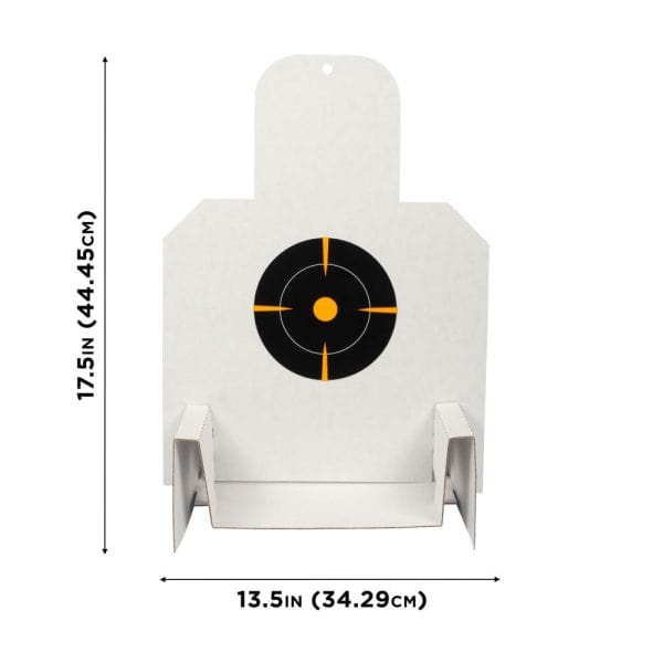 EZ Aim Adhesive Splash Reactive Paper Shooting Targets Kit & Target Stand, 6" Square Bullseye Targets, 6-Pack, 13.5"W x 17.5"H Silhouette Target Stand, Black/Orange/White