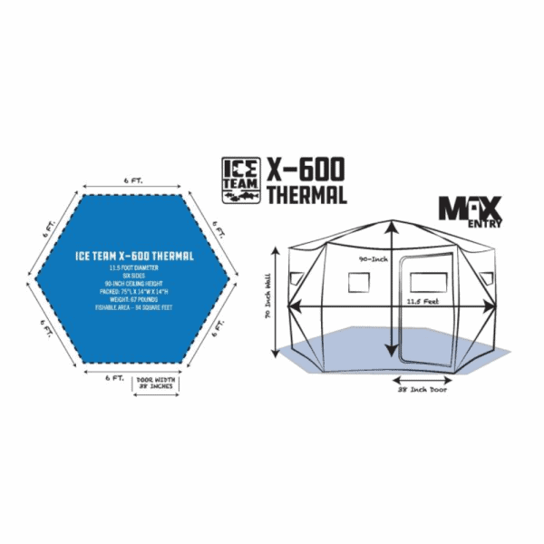 Clam Outdoors X-600 Thermal Hub Ice Team