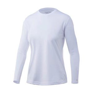 Huk Women's Icon X Solid Long Sleeve Shirt White