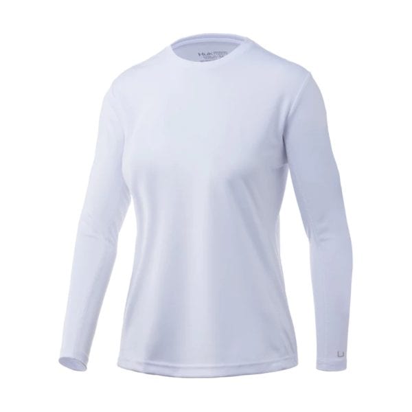 Huk Women's Icon X Solid Long Sleeve Shirt White