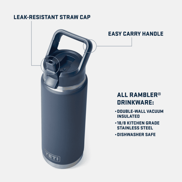 Rambler® 26oz/769ml Water Bottle with Color-Matched Straw Cap - Image 2